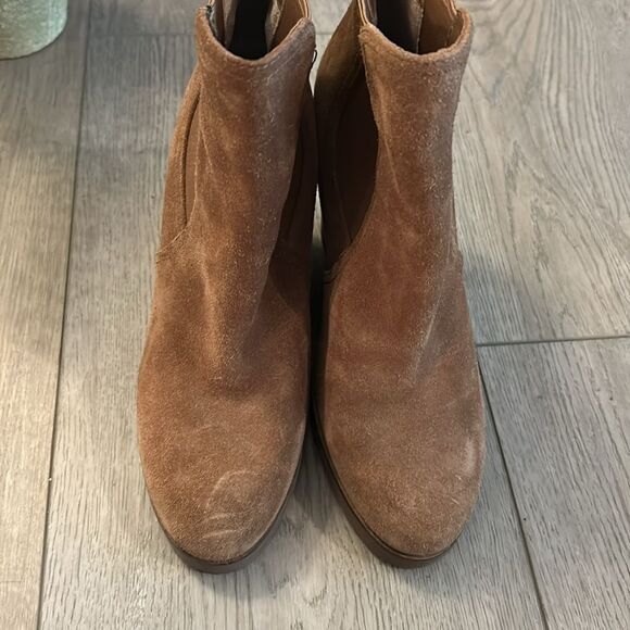 MICHAEL KORS THEA GENUINE SUEDE WEDGE ANKLE BOOTIES CHESTNUT BROWN SIZE 9.5 - Picture 4 of 9